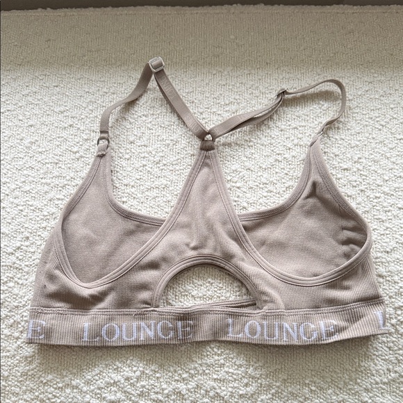 Lounge Ribbed Racerback Bralette - Taupe - Picture 2 of 3